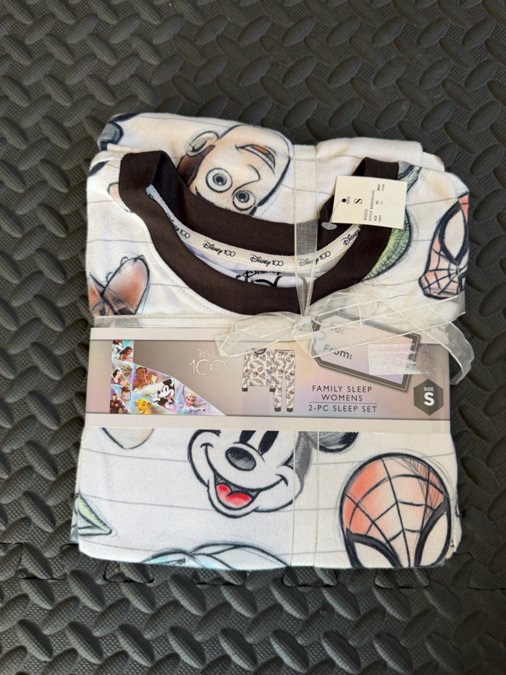 Disney Women's White 2-Piece Sleep Set with Mickey & Friends Print